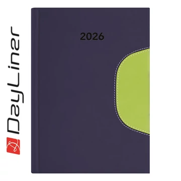 Határidőnapló Memphis A5 napi, fehér lapokkal kék-zöld Dayliner 2026.