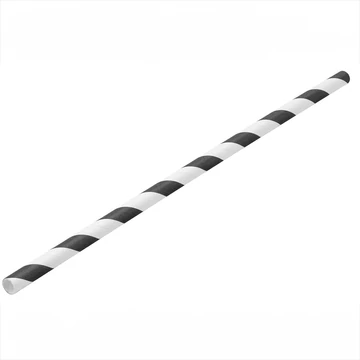 Szívószál papír 6 x 230 mm 250 db/csomag, fekete/ fehér csíkos