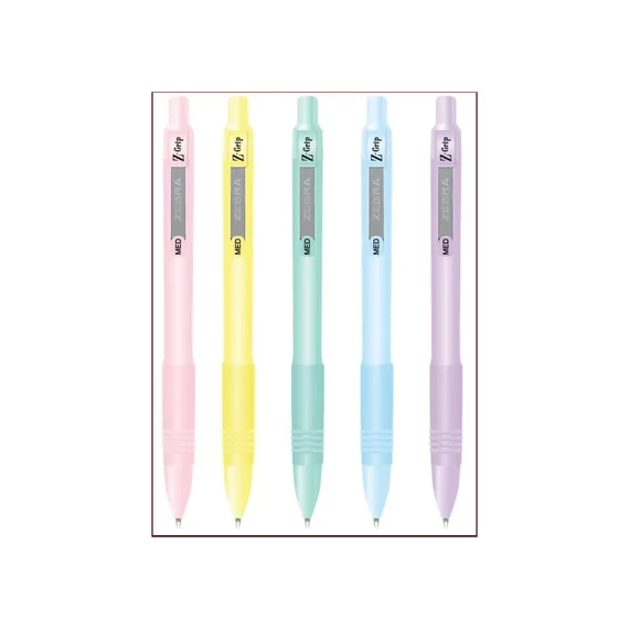 Golyóstoll 1 mm, rózsaszín tolltest, Zebra Z-Grip Pastel, írásszín kék