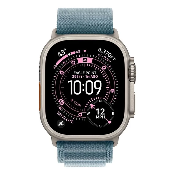 Okosóra Apple Watch Ultra 3 Cellular 49mm Natural Titanium Case with Light Blue Alpine Loop - Medium