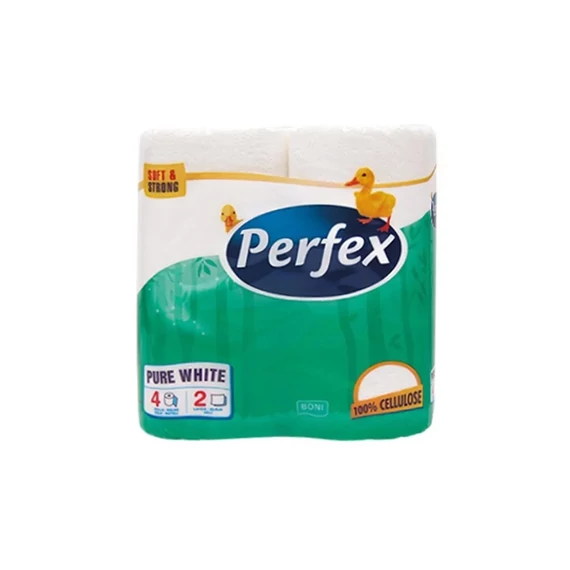 Toalettpapír 2 rétegű kistekercses 100% cellulóz 84 lap/tekercs 4 tekercs/csomag Boni Perfex